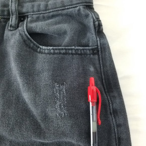 Pacsun Jeans Womens 25 High‎ Rise Black Denim Straight Destroyed Charcoal Wash - Picture 6 of 16
